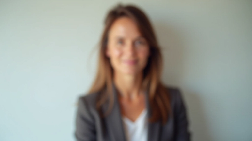 Vrouwelijke coach in moderne kantoorkleding, portret voorkant, neutrale achtergrond, professioneel