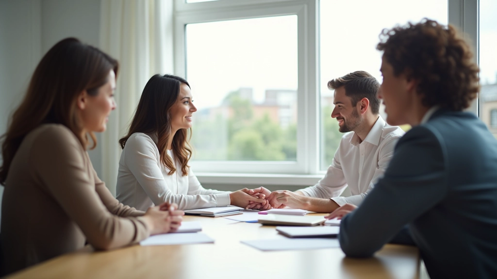 Zakenlui in groep bespreken iets in conferentiezaal met presentatiebord
